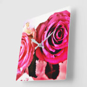 Blühende Rose Quadratische Wanduhr (Winkel)