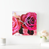 Blühende Rose Quadratische Wanduhr (Zuhause)