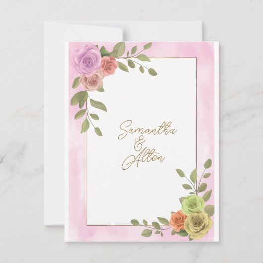 Blühende Rose Rosa Hochzeit Danke Karte (Rückseite)