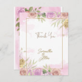 Blühende Rose Rosa Hochzeit Danke Karte (Vorne/Hinten)