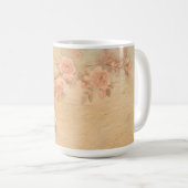 Blühende Rose Zweig Rosa Gold Vintag Kaffeetasse (VorderseiteRechts)