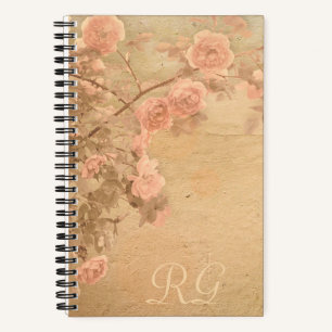 Blühende Rose Zweig Rosa Gold Vintag Notizblock