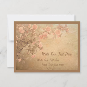 Blühende Rose Zweig Rosa Gold Vintag RSVP Karte