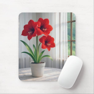 Blühende rote Amaryllis Mousepad
