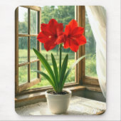 Blühende rote Amaryllis Mousepad (Vorne)