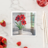 Blühende rote Amaryllis  Serviette (Beispiel)