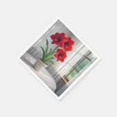 Blühende rote Amaryllis  Serviette (Ecke)
