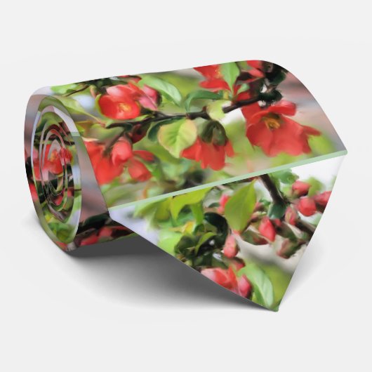 Blühende rote Blüten Kunst Krawatte (Gerollt)