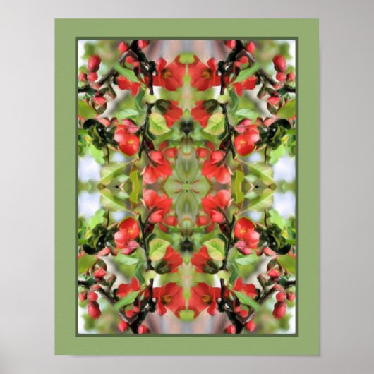 Blühende Rote Blüten spiegeln Abstraktes wider Poster (Vorne)