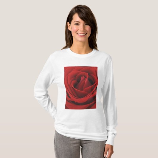 Blühende Rote Rose T-Shirt (Vorne ganz)