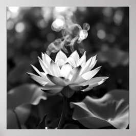 Blühende Ruhe: Lotus Kohle Kunst Poster