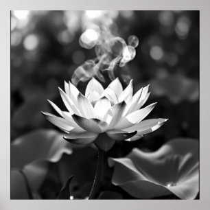Blühende Ruhe: Lotus Kohle Kunst Poster