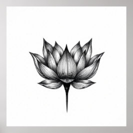 Blühende Ruhe: Lotus Kohle Kunst Poster