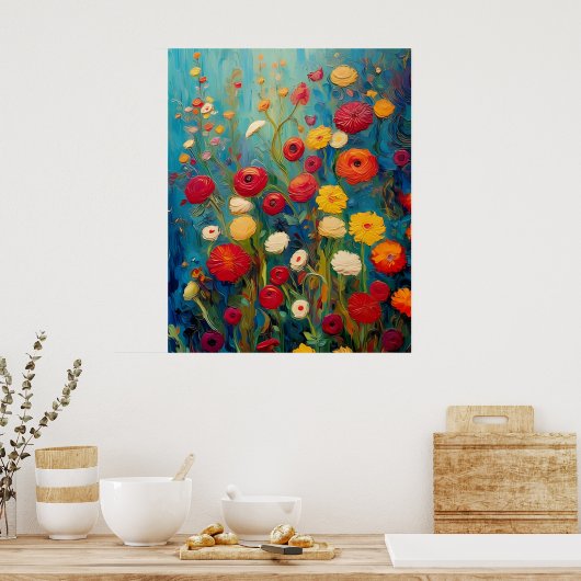 Blühende Ruhe Poster (Küche)