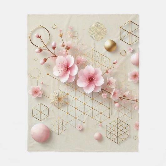 Blühende Sakura Geometric Fleece Blanket (Vorderseite)