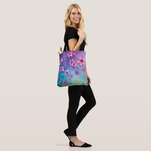 Blühende Sakura-Regenbogen-Tasche Tasche (Am Model)