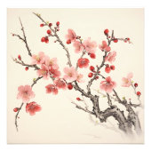 Blühende Sakura Traditionelle Malerei Fotodruck (Vorne)