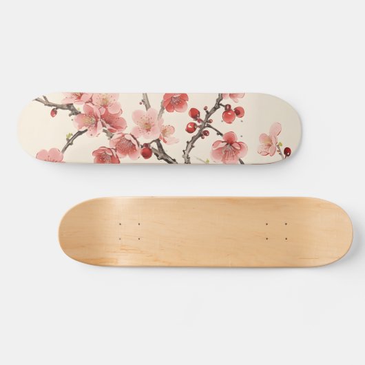 Blühende Sakura Traditionelle Malerei Skateboard (Horizontal)