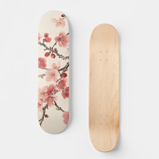 Blühende Sakura Traditionelle Malerei Skateboard (Vorderseite)