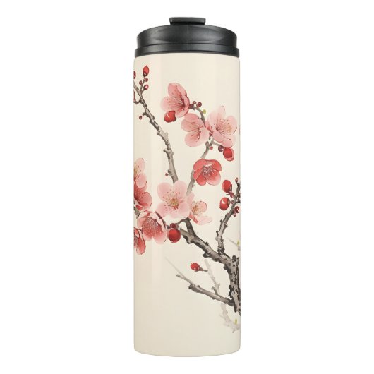 Blühende Sakura Traditionelle Malerei Thermosbecher (Vorderseite)
