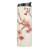 Blühende Sakura Traditionelle Malerei Thermosbecher (Nach links gedreht)