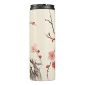 Blühende Sakura Traditionelle Malerei Thermosbecher (Rückseite)