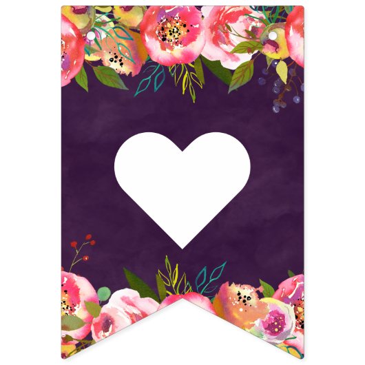 Blühende schick Farbe bearbeitbare Hochzeit für im Wimpelkette (Erste Fahne)