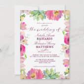 Blühende, schicke Minze & Blush Blumenstrauß Hochz Einladung (Vorderseite)