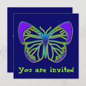 Blühende Schmetterlingseinladung Einladung (Vorne/Hinten)