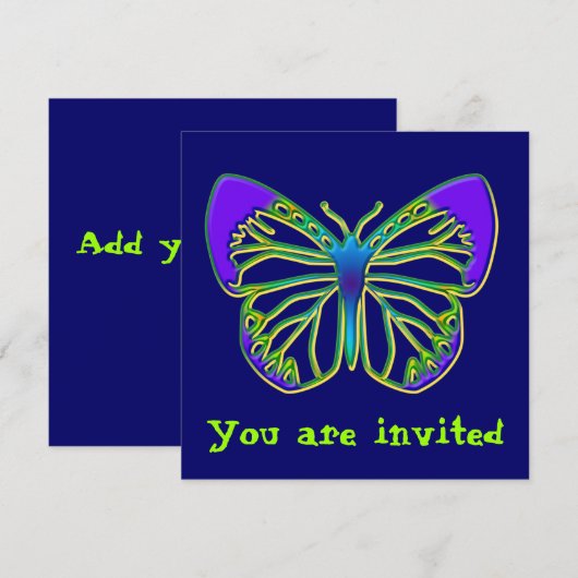 Blühende Schmetterlingseinladung Einladung (Vorne/Hinten)