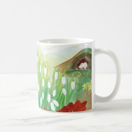 Blühende Schneekanäle und ein Igel Kaffeetasse (Rechts)