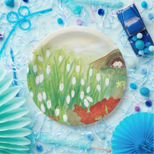 Blühende Schneekanäle und ein Igel Pappteller (Party)