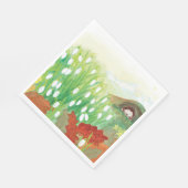 Blühende Schneekanäle und ein Igel Serviette (Ecke)