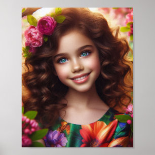 Blühende Schönheit: Ein Lächeln unter Blume Poster