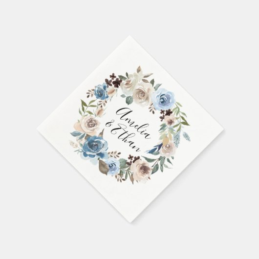 Blühende Schönheit | Personalisierte Hochzeit Serviette (Ecke)