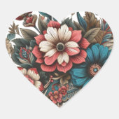 "Blühende Schönheiten: Blumendesign-Sticker" Herz-Aufkleber (Vorderseite)