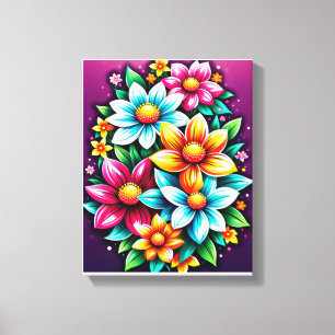 Blühende Schönheiten: Ein lebendiges BlumenBouquet Leinwanddruck