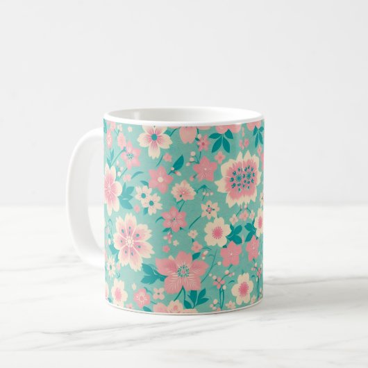 Blühende Schönheitssalgen-Blume Kaffeetasse (Vorderseite Links)