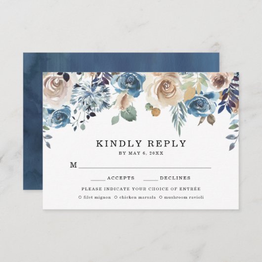 Blühende Schönheitssehen RSVP-Karte mit Wahlmöglic RSVP Karte (Vorne/Hinten)