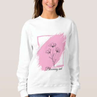 Blühende Seele - Minimalistische Blumen-Linienkuns Sweatshirt
