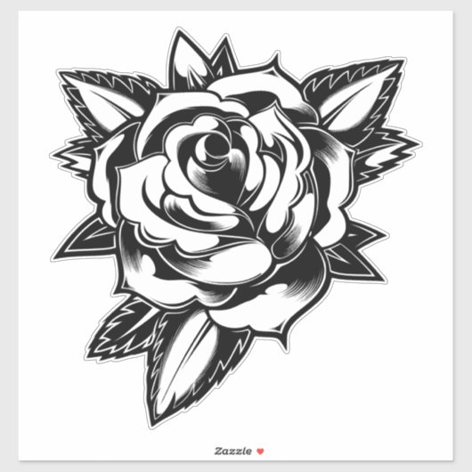 Blühende Selbstdarstellung: Rose Tattoo Aufkleber (Blatt)