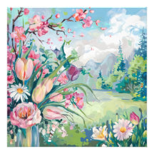 Blühende Serenity Wasserfarben