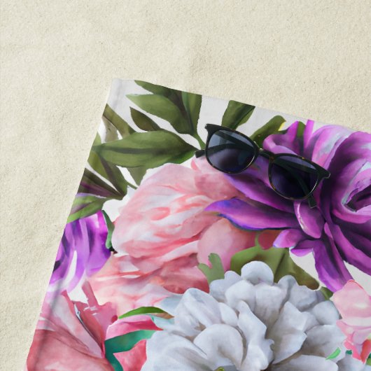 Blühende Sommergarten-Illustration Strandtuch (Beispiel)