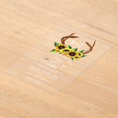 Blühende Sonnenblumen Antlers Country Chic Hochzei Acryleinladungen (Ablage )