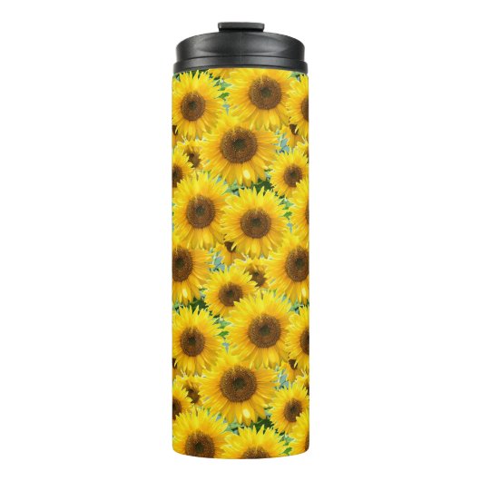 Blühende Sonnenblumen Thermosbecher (Vorderseite)