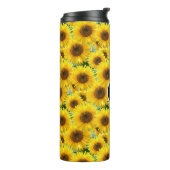 Blühende Sonnenblumen und Monogramm Thermosbecher (Nach links gedreht)