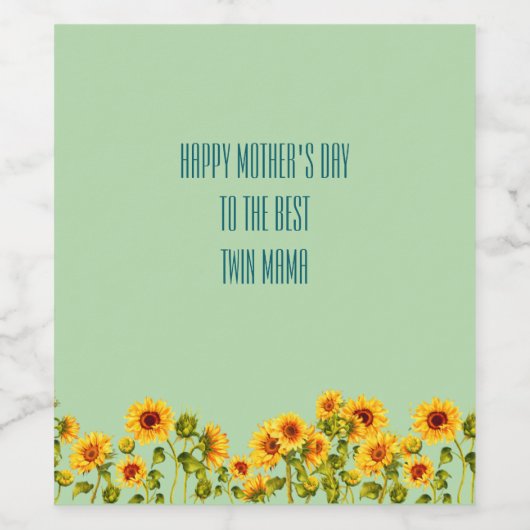 Blühende Sonnenblumen Zwillingsmüttertag der Mama Weinetikett (Einzelnes Label)