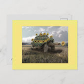 Blühende Sonnenblumenschildkröte Postkarte (Vorne/Hinten)