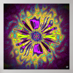 Blühende Star-Blume v1 Muster pareidolia Poster