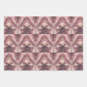 Blühende Stille Ätherisch Pink Fantasy Art Geschenkpapier Set